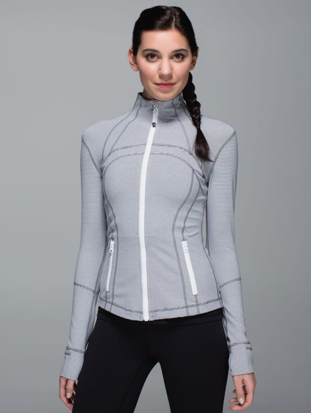 Lululemon athletica Define Light Grey Striped Full-Zip Jacket